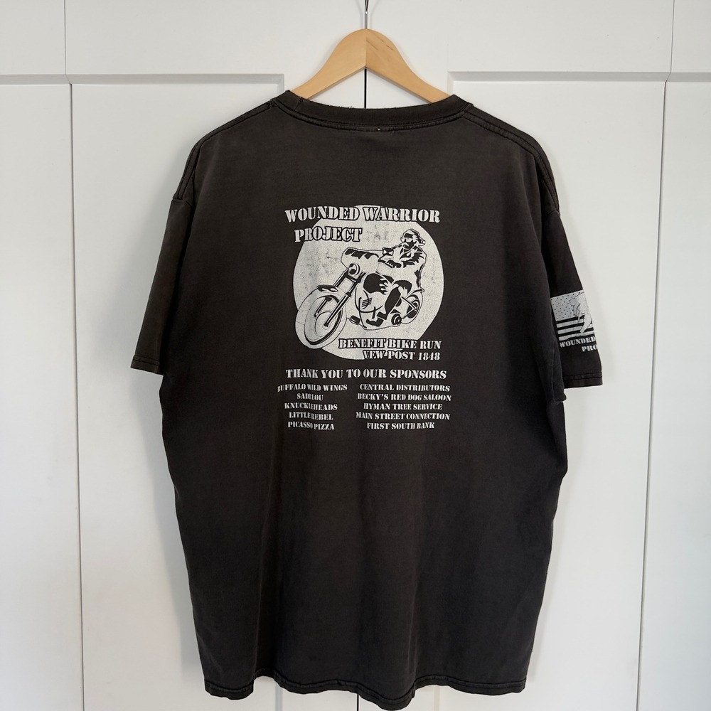 Mens Port and Company Wounded Warrior Project T-Shirt XL Black Biker Veteran - Picture 2 of 8
